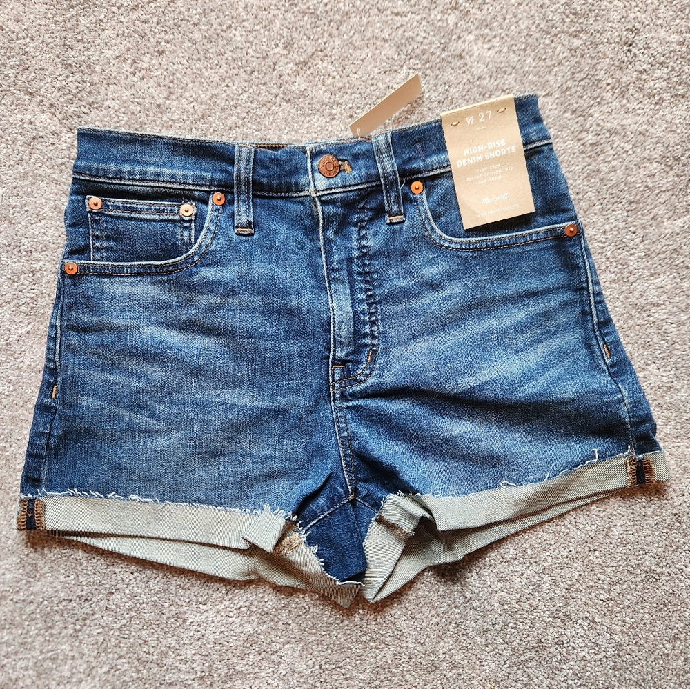 madewell high rise denim shorts